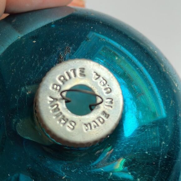 2 large vintage glass ball Christmas tree ornaments/ one is a Shiny Brite - Picture 2 of 8